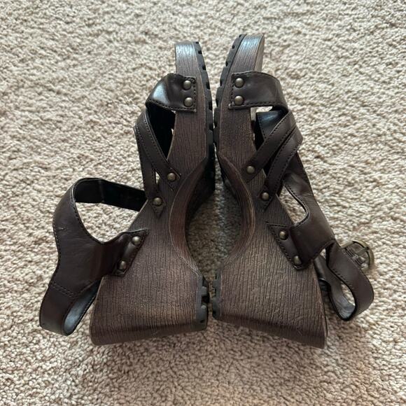 Lower East Side Chunky Heel Strappy Studded Sandals Women's Size 5.5 Brown Y2K - Picture 7 of 11